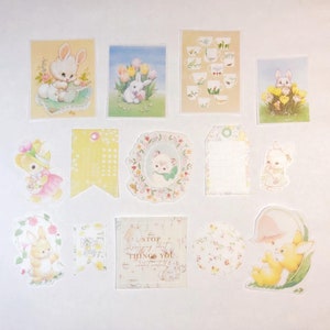 Autocollants washi de Pâques rétro, autocollants de lapin de Pâques, œufs de Pâques, autocollants de vacances, autocollants de printemps, autocollants d'animaux mignons, planificateurs (25 pièces)
