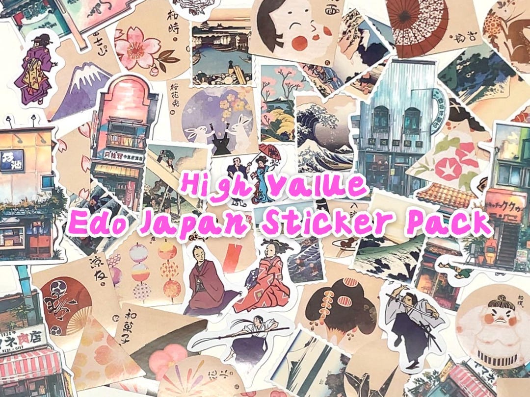 Retro Sticker Japan 85+ Edo Period Sticker, Vintage Japan Sticker Pack, Hokusai Sticker ...