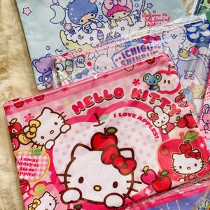 Pochette zippée Sanrio, rilakkuma, hello kitty, melody, tsumtsum, minions, sailormoon, kuromi, sumikko gurashi, stellalou, pochette pour tablette A5