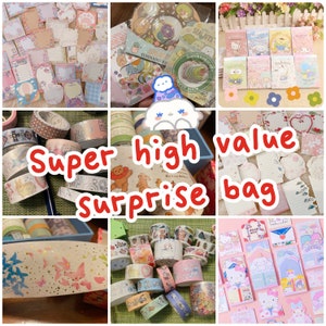 Bolsa de papelaria de alto valor, conjunto de presente de papelaria, bolsa surpresa de papelaria, notas adesivas, adesivos, memorando, amigo por correspondência, diário, álbum de recortes