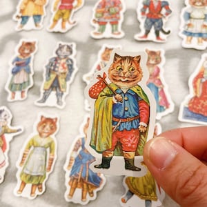 Set vintage stickers van 100+ stuks, verfraaiingsstickers, ephemera, junkdagboeken, retro, plakboekbenodigdheden, konijn, vintage papieren pop