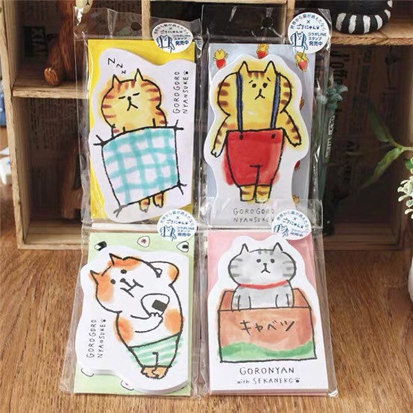 Gorogoro Nyansuke, Goro cats memos, cats message cards, cats notepads, cats sticky notes, letter paper 使箋, 手紙, Japanese stationery, memo pad