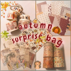 Plus de 100 articles : pochette surprise d'automne, pochette d'autocollants, pochette de produits de papeterie, kit de papier éphémère, scrapbooking, kit de bullet journal d'automne