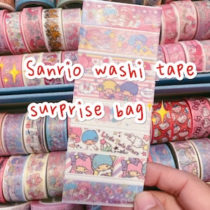 Bolsa sorpresa con cintas washi variadas de Sanrio, bolsa sorpresa de 20' de muestra de cinta washi, bolsa sorpresa de papelería kawaii, cintas de enmascarar de Sanrio, suministros para diario