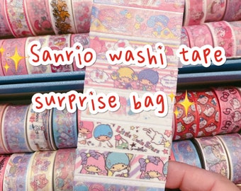 Sanrio assorted washi tapes surprise bag, 20’ washi tape sample grab bag, kawaii stationary grab bag, Sanrio masking tapes, journal supplie