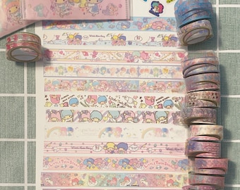 Sanrio Little Twin Star washi tape sample (50cm/ 20' long), Sanrio masking tape, Japan premium washi tape, Little Twin Stars, journal supply