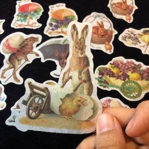 20 peças adesivos vintage, adesivos vintage de coelhinho da páscoa, adesivos washi foscos, adesivos para scrapbooking, adesivos de ovo de páscoa, adesivos de animais