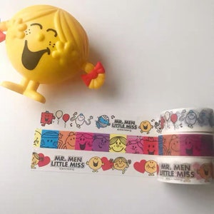 Ruban adhésif washi Mr Men & Little Miss Monsieur Madame de style vintage, ruban de masquage, kit d'appels, carnets, scrapbooking, agendas, enfance, trouvaille rare