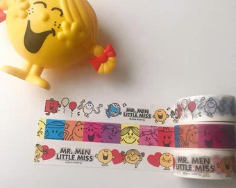 Vintage style Mr Men & Little Miss Monsieur Madame washi tape, masking tape, penpal kit, journals, scrapbook, planners, childhood, rare find