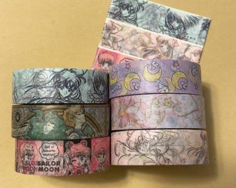 Sailor moon washi tape, magic girl masking tape sample, 0.5m (20') washi tape sample childhood nostalgic journal supply