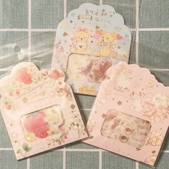 Set Of 4 Strawberry Pink Washi Kawaii Sticker Sheets Scrapbooking Junk  Journal