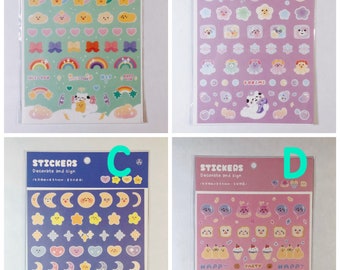 Kpop polco stickers, photocard decor, washi stickers, planner stickers, bujo, rainbow stickers, icecream stickers, birthday stickers