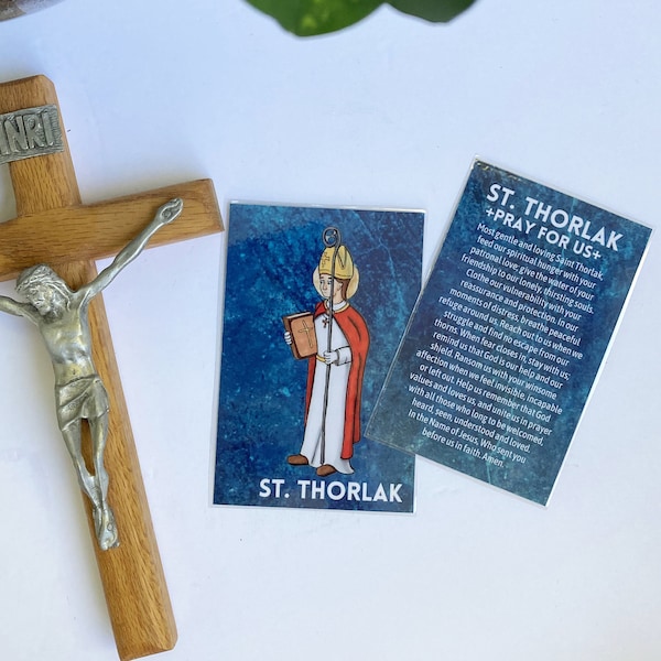 St. Thorlak Thorhallsson of Iceland Laminated Holy Card with Autism Prayer - Catholic Confirmation Gift Baptism First Communion