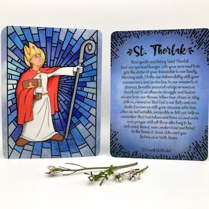 St. Thorlak Thorhallsson von Island Heilige Karte mit Autismus Gebet - Katholische Konfirmation Geschenk Taufe Erstkommunion
