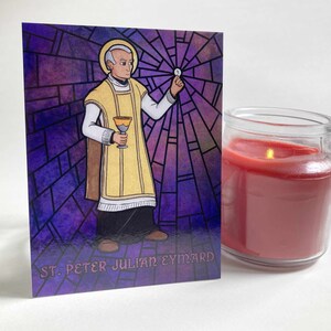 Santino con preghiera di San Pietro Giuliano Eymard, regalo per battesimo, conferma cattolica, patrono della rinascita eucaristica