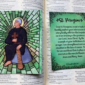 Cartão Sagrado Verde de São Peregrino com Oração - Presente Católico Santo Padroeiro dos Pacientes com Câncer, Sobreviventes e Doenças