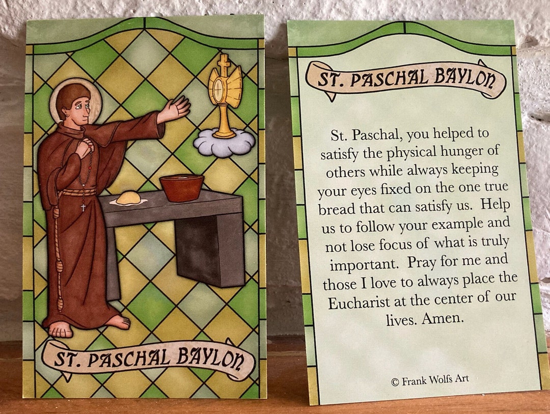 St. Paschal Baylon Holy Card With Eucharist Prayer Catholic Etsy
