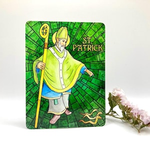 Carte Saint Patrick : prière sur le plastron, cadeau catholique