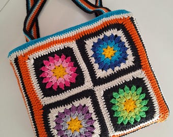 Ręcznie robiona na szydełku torba na ramię w stylu boho z bawełny