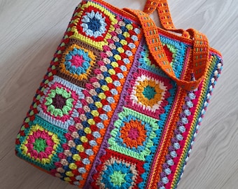 Ręcznie robiona na szydełku torba na ramię w stylu boho z bawełny