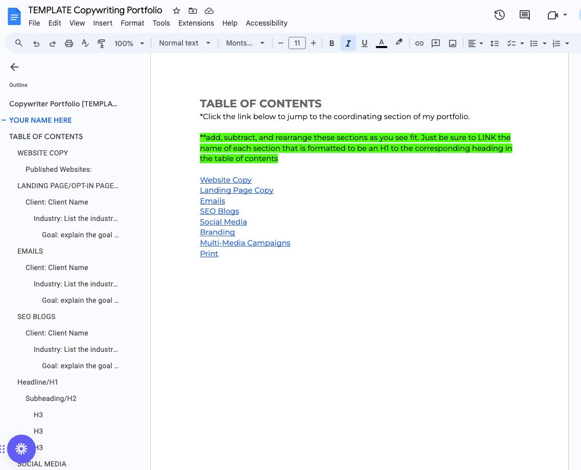 コピーライター向け Google ドキュメント ポートフォリオ テンプレート - Etsy 日本