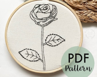 June Birth Flower embroidery PDF pattern, beginner embroidery pattern, floral embroidery pattern, hand embroidery, DIY embroidery