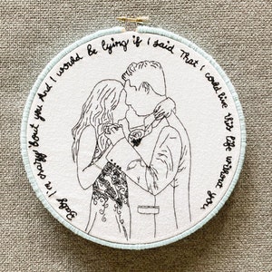 Retratos bordados a mano - Estilo minimalista - Regalo personalizado, regalo de boda, regalo de compromiso imagen 4