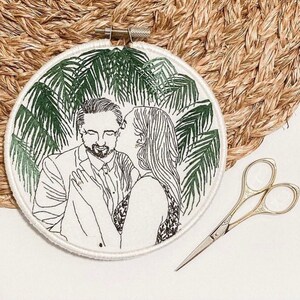 Retratos bordados a mano - Estilo minimalista - Regalo personalizado, regalo de boda, regalo de compromiso imagen 6
