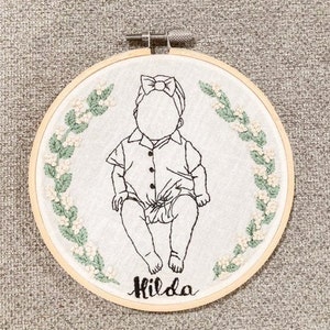Retratos bordados a mano - Estilo minimalista - Regalo personalizado, regalo de boda, regalo de compromiso imagen 2