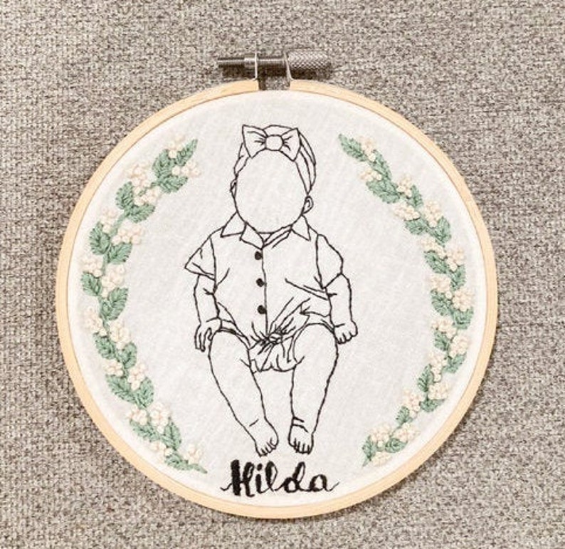 Retratos bordados a mano - Estilo minimalista - Regalo personalizado, regalo de boda, regalo de compromiso imagen 2