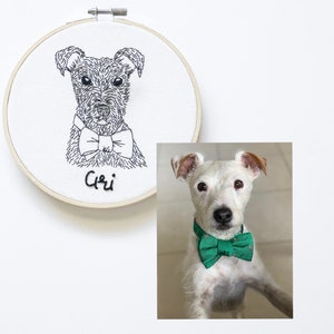 Custom Hand Embroidery Pet Portrait Minimalist Style image 2