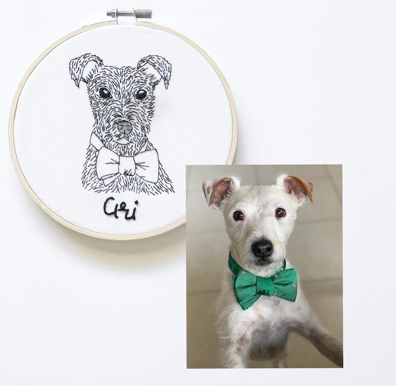 Custom Hand Embroidery Pet Portrait Minimalist Style image 2