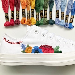 Custom Hand Embroidered Wedding Sneakers