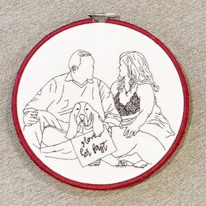 Retratos bordados a mano - Estilo minimalista - Regalo personalizado, regalo de boda, regalo de compromiso imagen 3