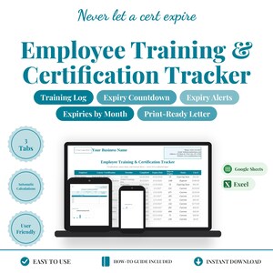 Mitarbeiterschulungs-Tracker, Zertifizierungsprotokoll (Excel), Schulungsnachweis für Mitarbeiter, Compliance-Tracker, HR-Schulungsmatrix