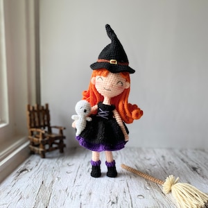 Amigurumi Friendly witch doll pattern, Witch crochet doll PDF pattern, Crochet witch and ghost pattern. Halloween doll pattern pack.