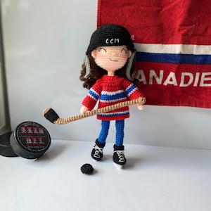 Amigurumi Habs hockey girl pattern, Crochet hockey player pattern, Hockey girl pattern. Hockey doll patterns