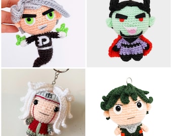 Portachiavi personalizzato Amigurumi, portachiavi personalizzato, portachiavi all'uncinetto personalizzato di personaggi di anime, cartoni animati, personaggi di film, attori