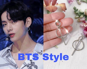 [MAMA CASAR] AVIROD Hoop Unbalanced Earrings★BTS★ BTS Jimin Chain Hoop Earring – Charming Little Fox