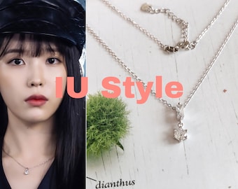925 Sliver Dainty Minimalist Necklace | "Hotel Del Luna" IU Style Necklace | Kpop Style Zircon Jewelry | Korean Style Accessories |