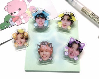 Wayv Acrylic Clip | Kun, Ten, Winwin, Xiaojun, Hendery, Yangyang | Kpop Acrylic Paper Clip | Kpop Accessory | Kpop Gift |