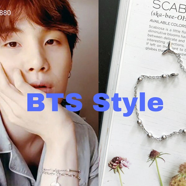 BTS "SUGA STYLE" Silver Dolphin Tail Bracelet | kpop Style Accessories | korean Amry Bracelet - gift for bts fans