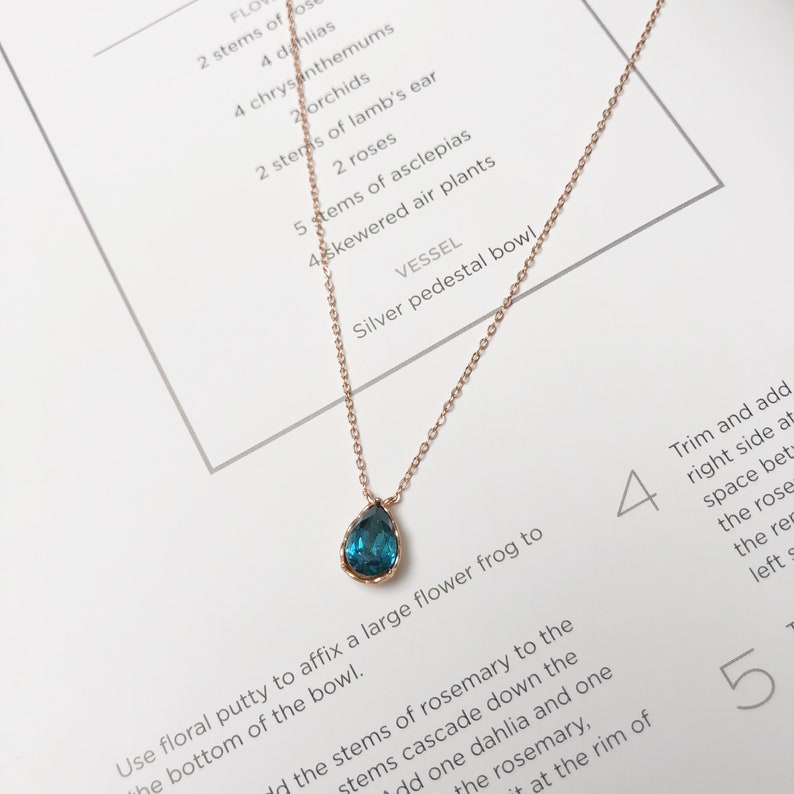 925 Sterling Silver Water Drop Crystal Necklace Hotel Del Luna IU Style Necklace Rose Gold Necklace | Korean Style Accessories