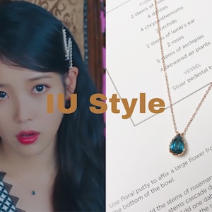 925 Sterling Silver Water Drop Crystal Necklace | "Hotel Del Luna" IU Style Necklace | Korean Style Accessories | Mothers Day Gift |