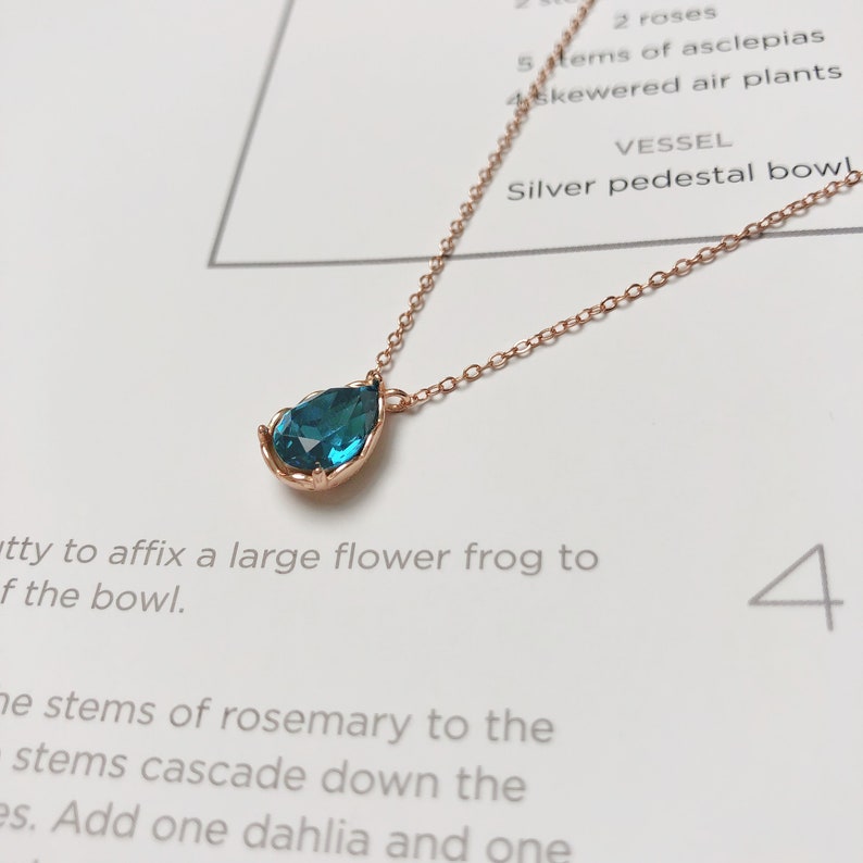 925 Sterling Silver Water Drop Crystal Necklace Hotel Del Luna IU Style Necklace Rose Gold Necklace | Korean Style Accessories