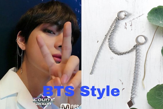 BTS v Style Double Piercing Earrings Kpop Style Accessories Korean