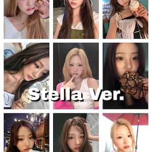 Puede incluir: Un collage de nueve imágenes que muestran a una persona con diferentes peinados y atuendos. El texto "Stella Ver." está superpuesto en una imagen. Las imágenes muestran varias poses y lugares.