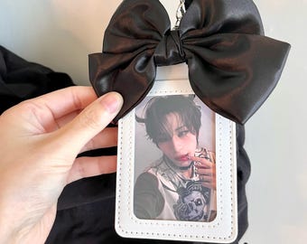 Kpop Cardholder Keychain with Silky Ribbon Charm | Stylish Wallet with Front & Back Pockets, Keychain Charm | Perfect Gift for K-Pop Fans |