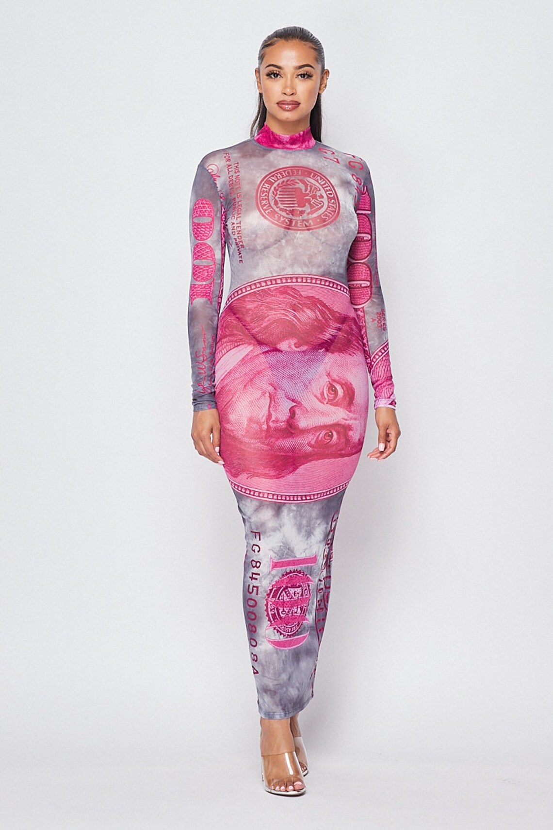 Money printed Mesh dress Etsy