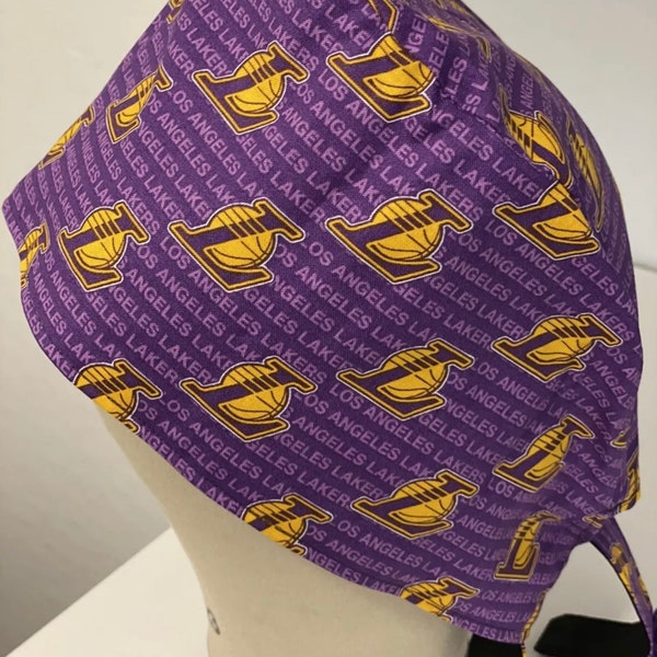 Men/Women Adult Surgical Scrub Cap. L.A. Lakers . Lined,Awesome Cap